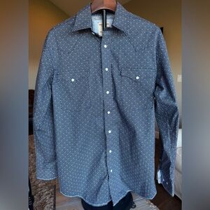 Panhandle SMALL Navy Western Long Sleeve Dress Shirt